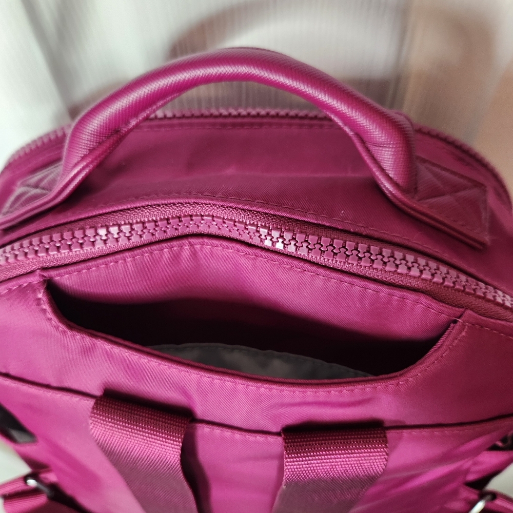 Baggallini Raspberry Convertible Nylon Backpack Crossbody - Picture 6 of 17